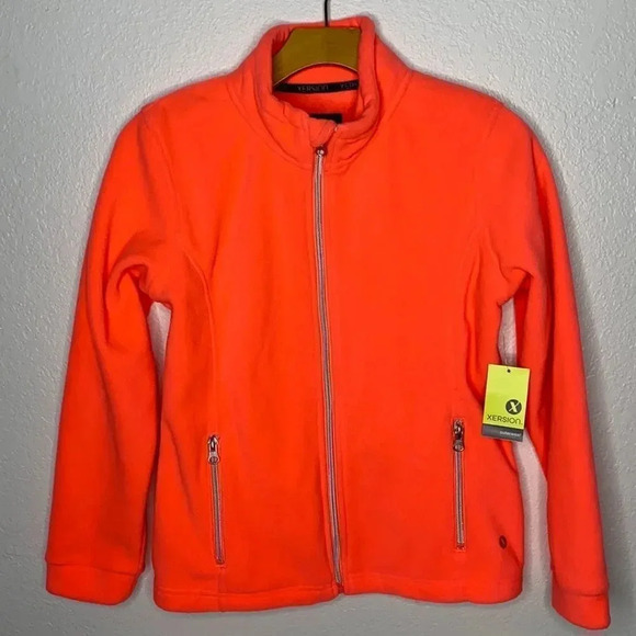 New Xersion Coral Splash Zip Up Fleece L 14 - Picture 1 of 6